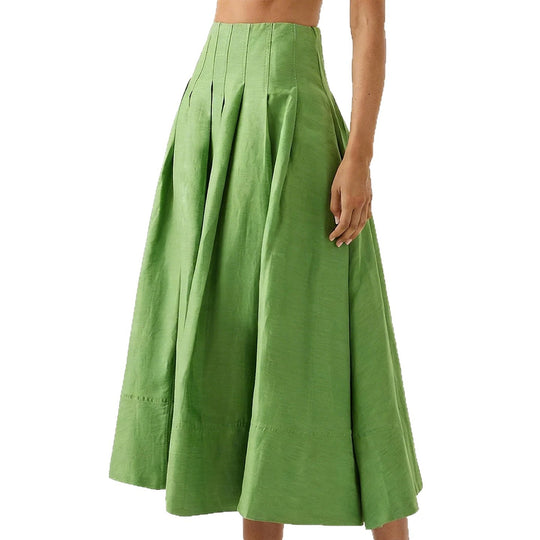 Damen Eleganter Midirock mit fließendem Schnitt und seitlichen Taschen EB