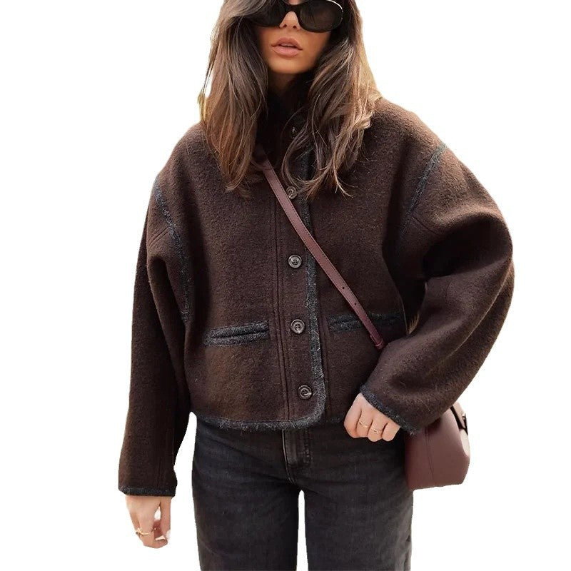 Damen modische oversized Wolljacke EB