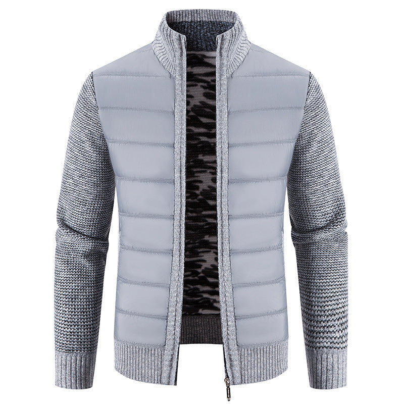Herren hybride Steppjacke mit modischem Strickdesign EB