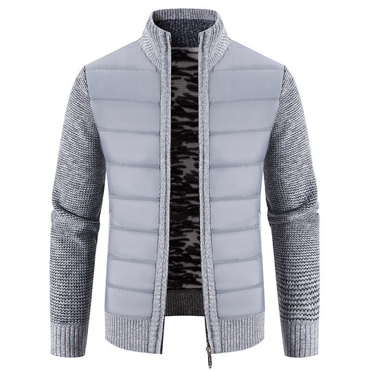 Herren hybride Steppjacke mit modischem Strickdesign EB