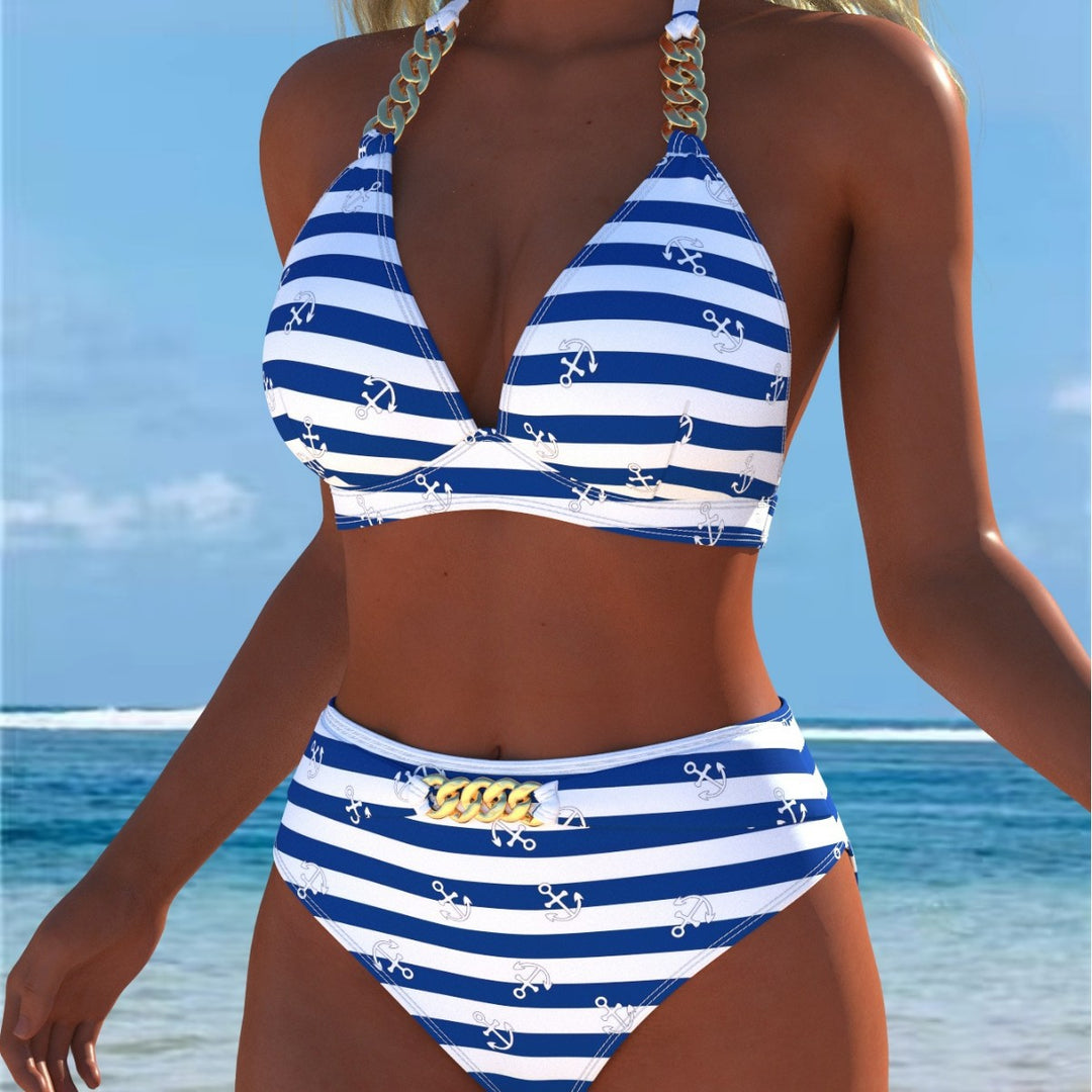 Damen Bikini mit luxuriösem Marmormuster und edlen Details EB