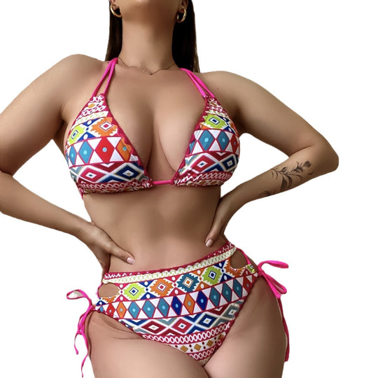 Damen Triangel-Bikini mit modernem Ethno-Druck EB