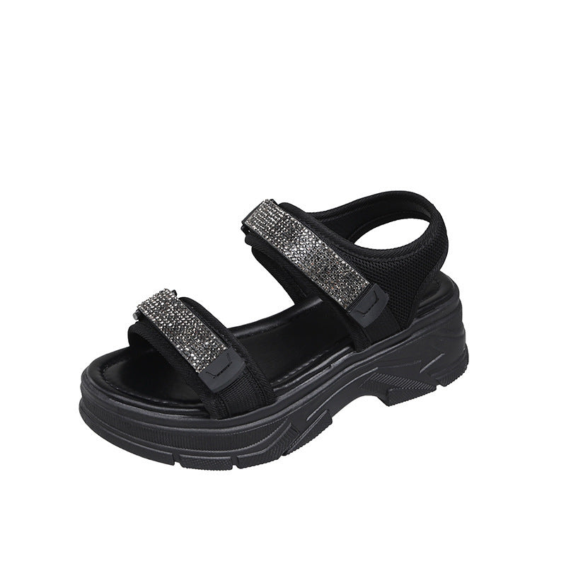 Damen Sandalen mit elegantem Riemen und glitzernden Akzenten EB