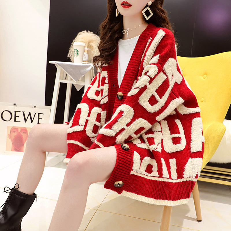 Damen stilvolle gestrickte Cardigan im Oversized-Look EB