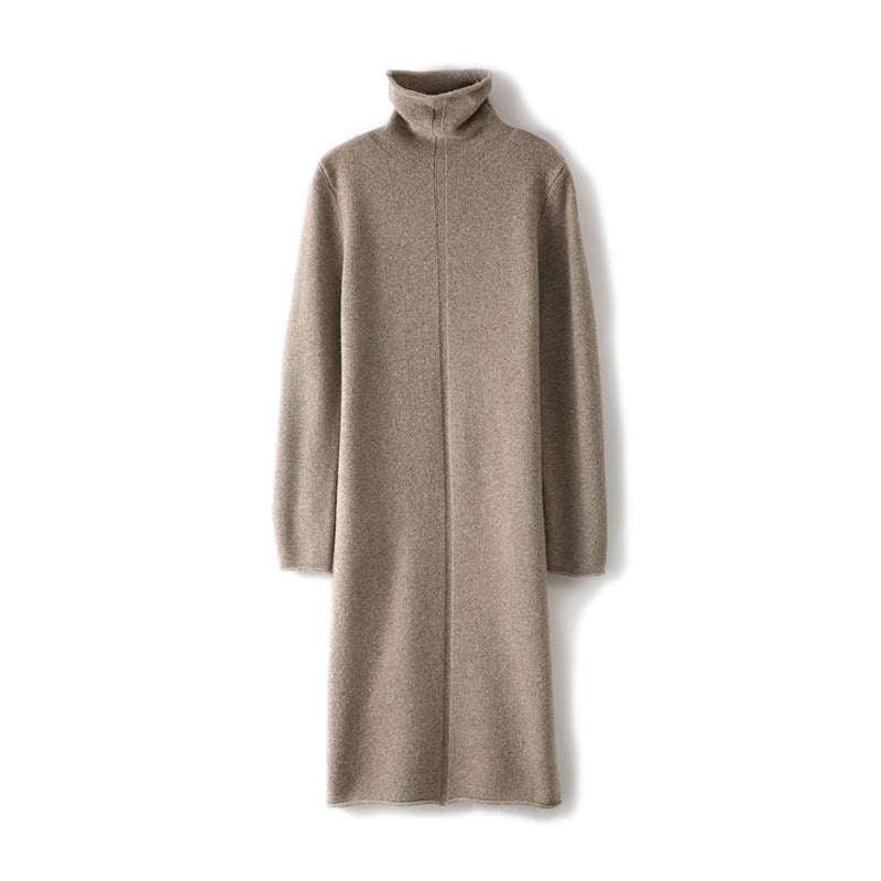 Damen Strickkleid mit hohem Kragen und eleganter Struktur EB