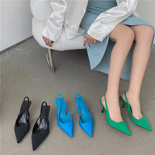Damen Slingback-Pumps mit Spitze und elastischem Riemendesign EB