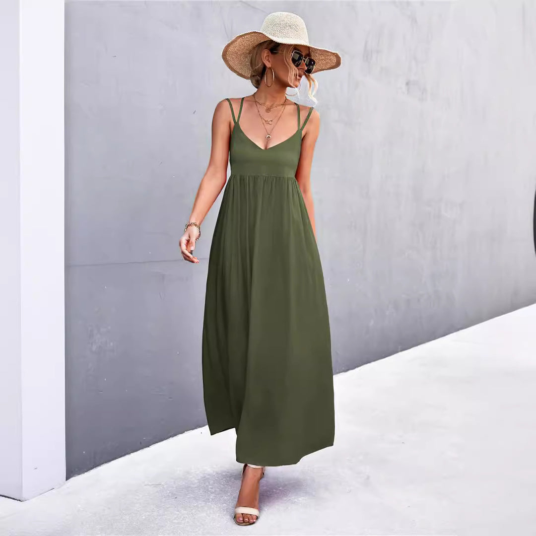 Damen Maxikleid mit feinen Spaghetti-Trägern EB