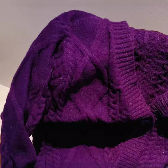 Damen Grob gestrickte Cardigan mit dekorativen Sternen EB