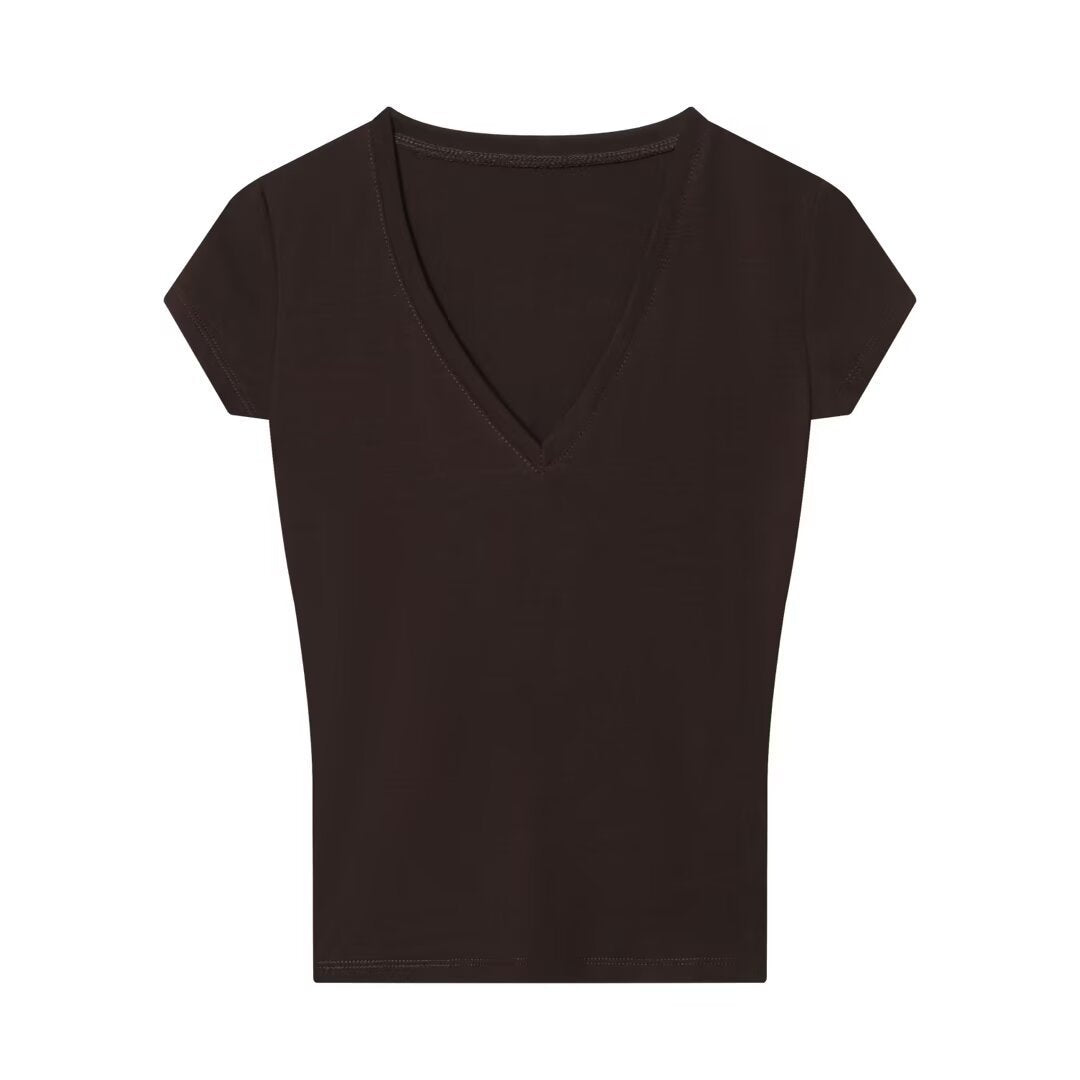 Damen V-Ausschnitt T-Shirt aus hochwertiger Baumwolle EB