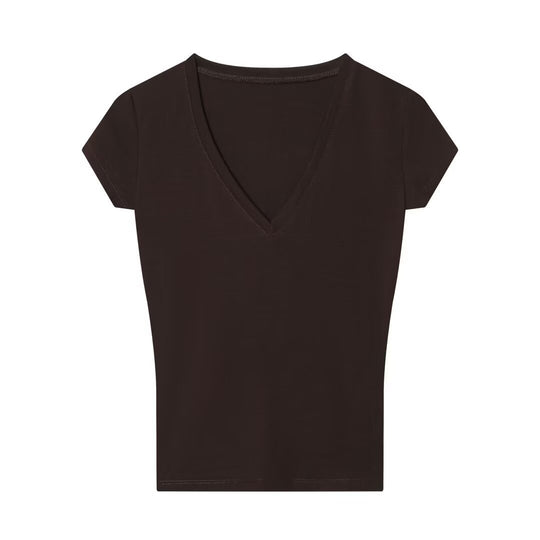 Damen V-Ausschnitt T-Shirt aus hochwertiger Baumwolle EB