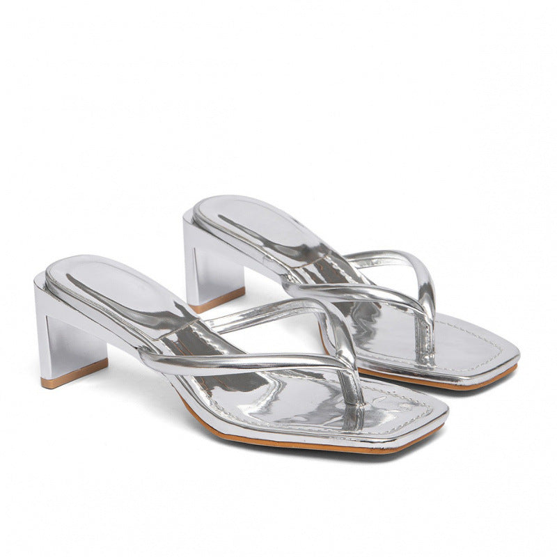 Damen Fashionable Riemchen-Sandalen mit glanzvollem Absatz EB