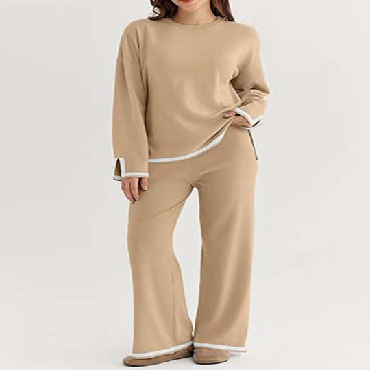 Damen modisches Lounge-Set mit weitem Schnitt und Kontrastbündchen EB