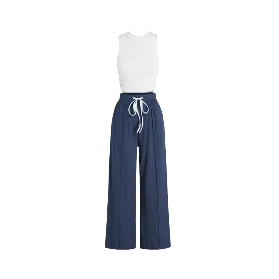 Damen lässiges Oberteil und weit geschnittene Hose Set EB
