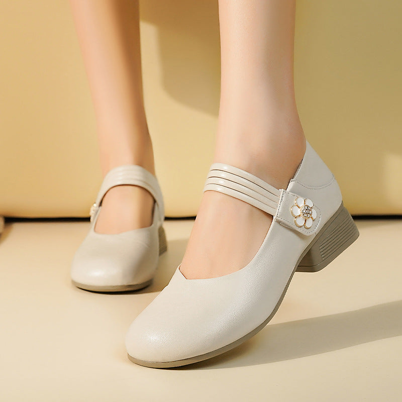 Damen Mary Jane Schuhe mit elegantem Riemen und verziertem Akzent EB