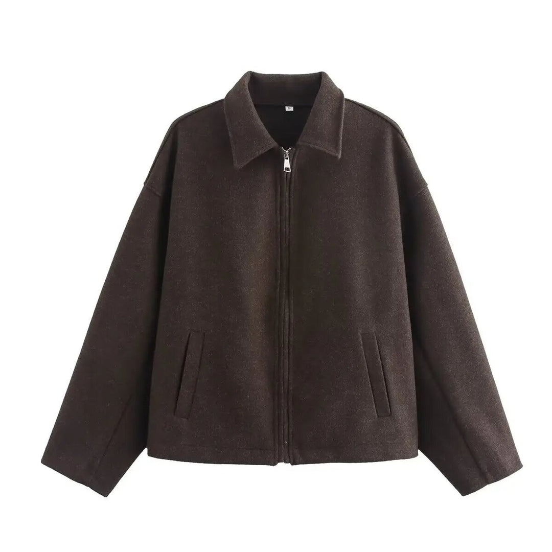 Damen lässige Fleecejacke mit hohem Kragen und praktischen Taschen EB