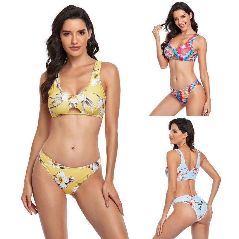Damen Bikini-Set mit floralem Design und modernem Cut-Out EB