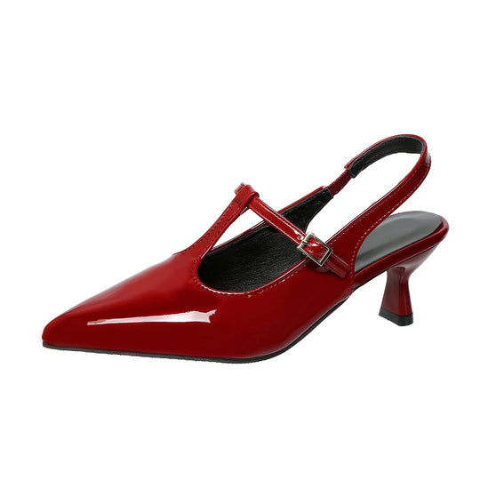 Damen Slingback High-Heels mit eleganter Spitze und verstellbarem Riemchen EB