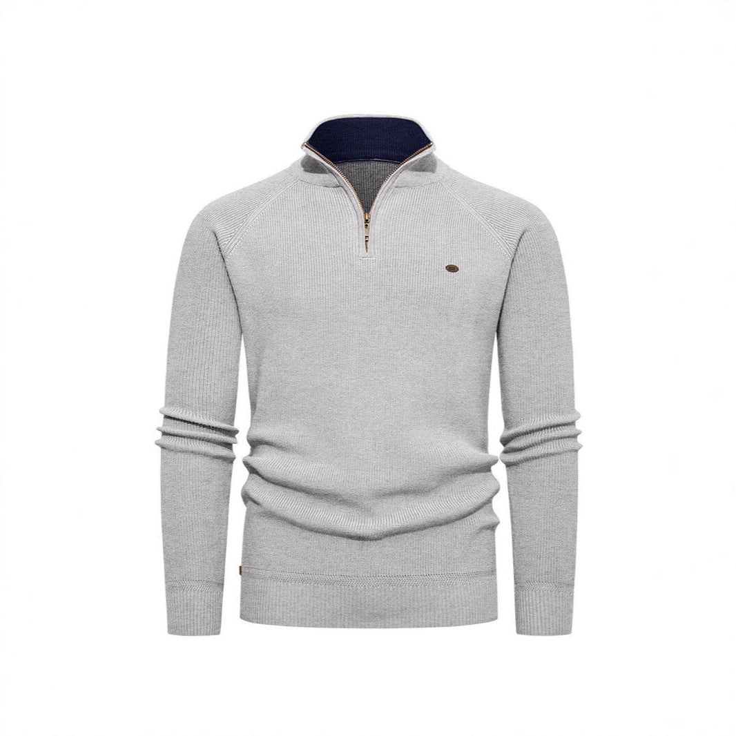 Herren Strickpullover mit Stehkragen und Reißverschluss EB