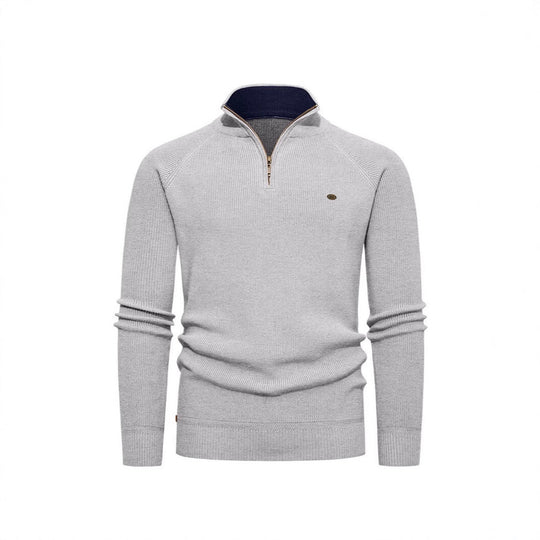Herren Strickpullover mit Stehkragen und Reißverschluss EB