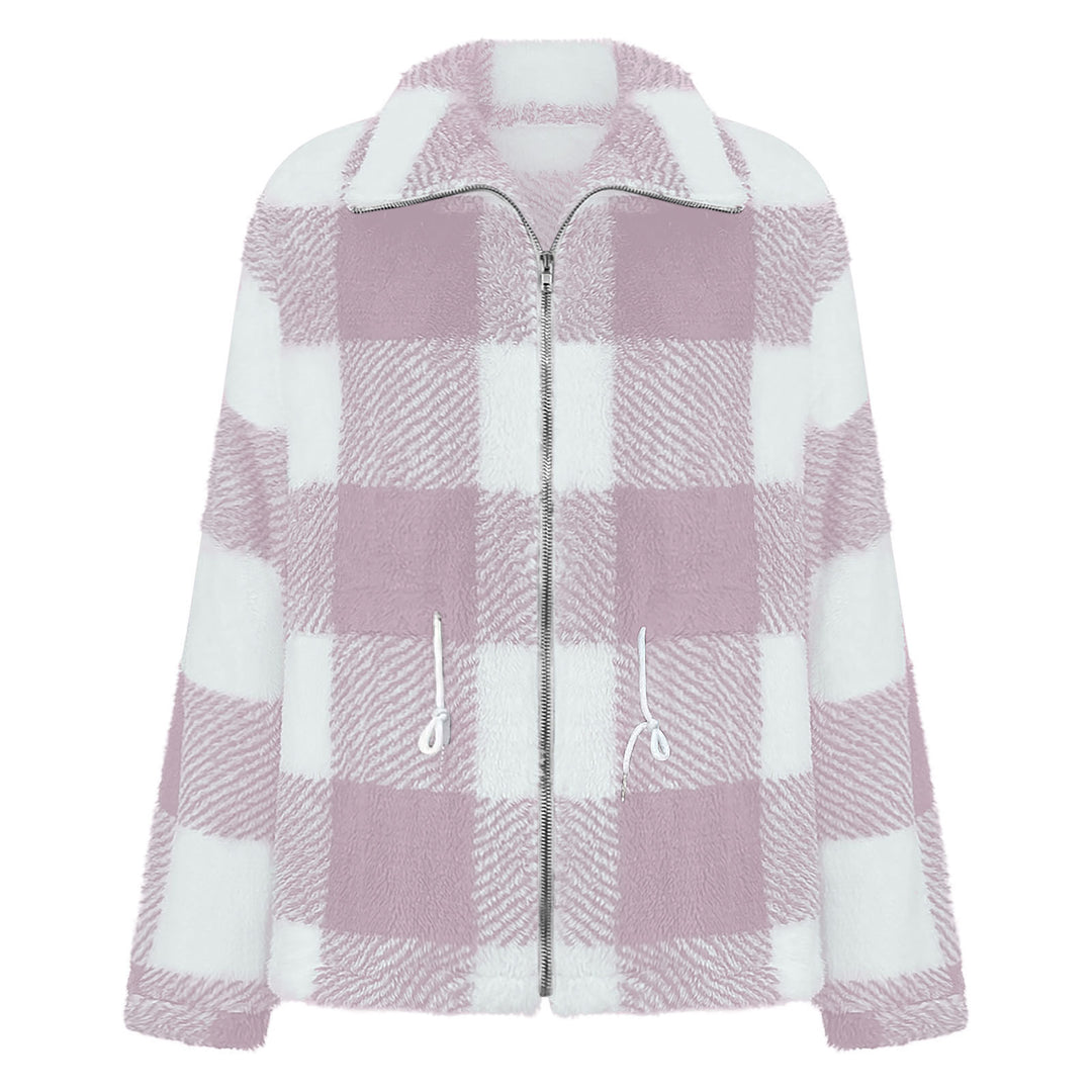 Damen Plüschjacke mit Karomuster EB
