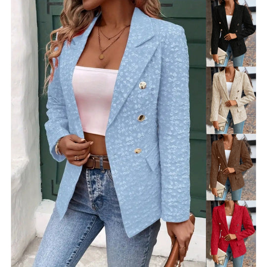 Damen Eleganter Blazer mit strukturiertem Muster und doppelter Knopfleiste EB
