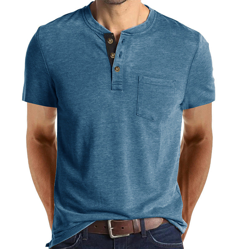 Herren T-Shirt mit strukturiertem Kragen und Brusttasche EB