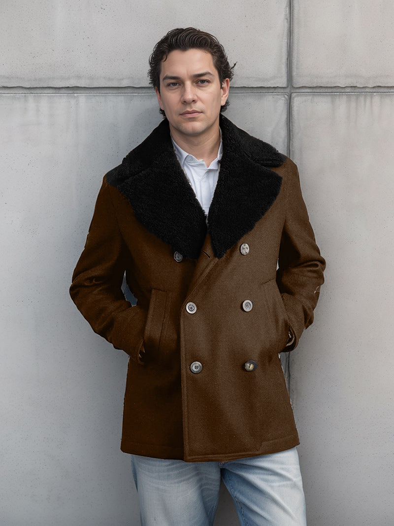 Herren modische Dufflejacke mit weichem Kragen und praktischen Taschen EB