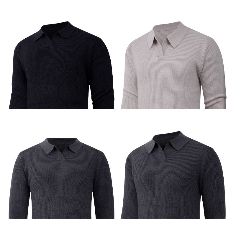 Herren Strickpullover mit klassischem Kragen und strukturierter Optik EB