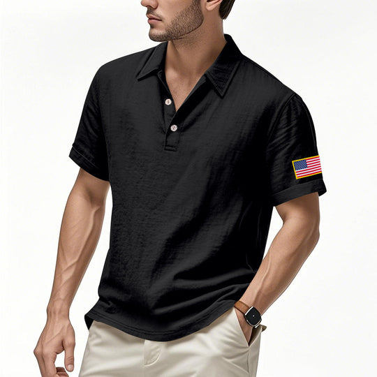 Herren Poloshirt mit strukturiertem Design und Kontrastknopf EB