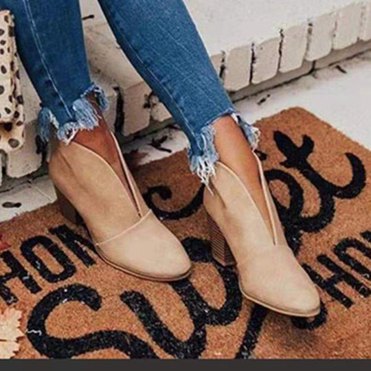 Damen modische Ankle Boots mit offenem Design und blockierendem Absatz EB
