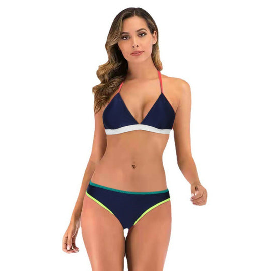Damen Triangelbikini mit sportlichem Design und modischen Kontrasten EB