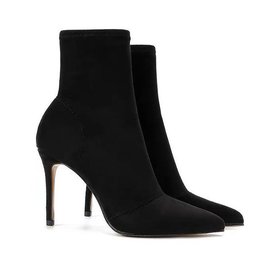 Damen elegante Ankle Boots mit spitzem Design und hohem Absatz EB