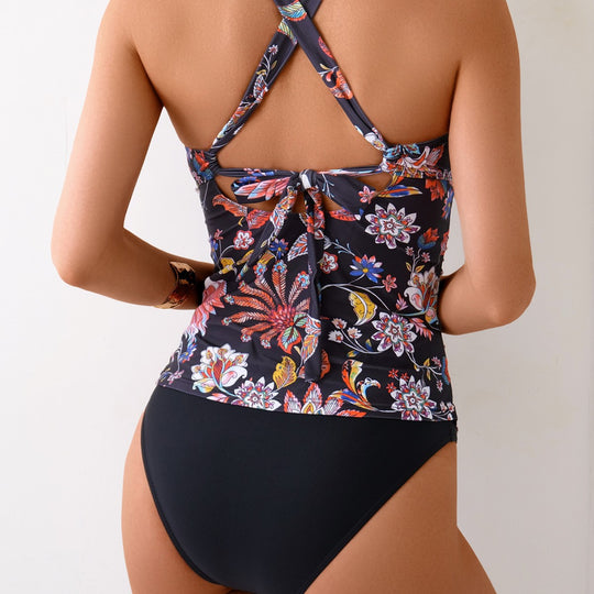 Damen Tankini-Set mit floralem Oberteil und hoch geschnittenen Höschen EB