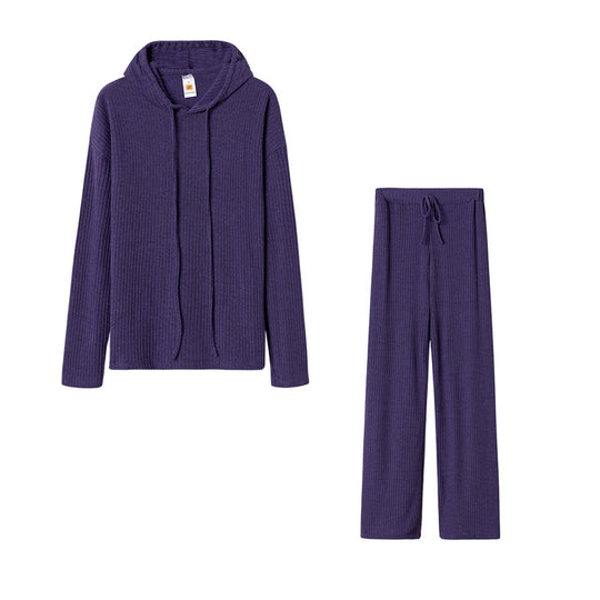 Damen Relaxed Fit Sweater-Set mit Kapuze und weiten Hosen EB