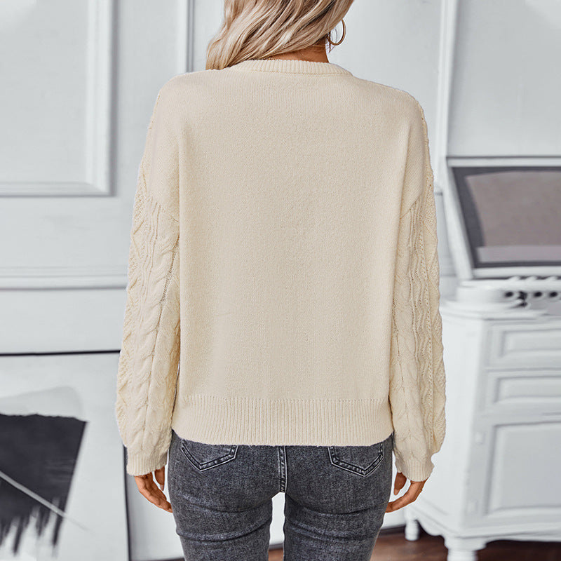 Damen Grobstrickpullover mit strukturiertem Zopfmuster EB