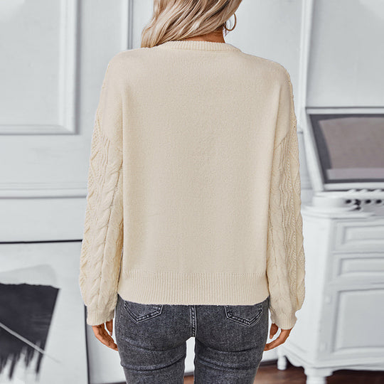 Damen Grobstrickpullover mit strukturiertem Zopfmuster EB