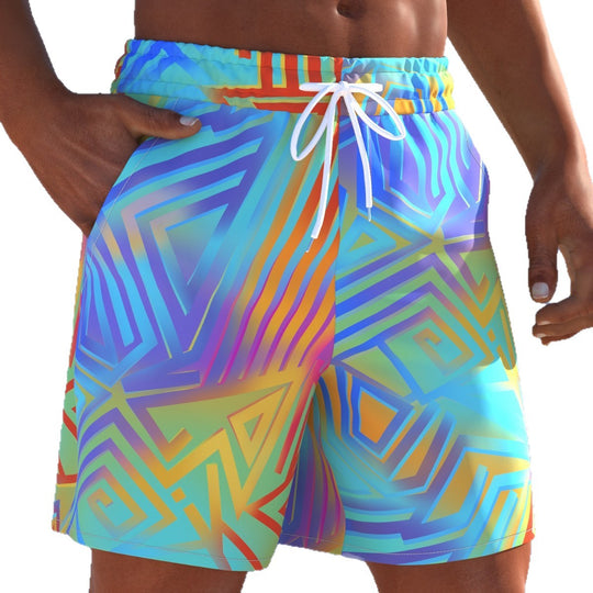 Herren Badeshorts mit animalischem Muster und elastischem Bund EB
