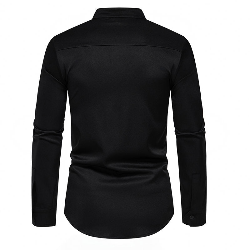 Herren Langarmhemd mit asymmetrischem Knopfdesign EB