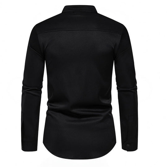 Herren Langarmhemd mit asymmetrischem Knopfdesign EB