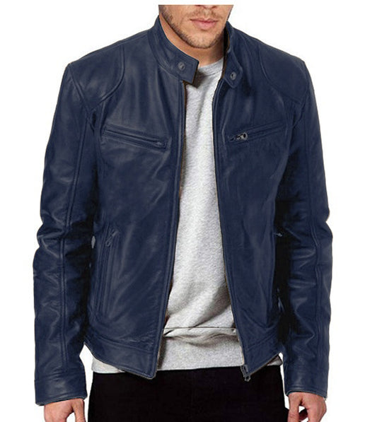 Herren Bikerlederjacke mit asymmetrischem Reißverschluss