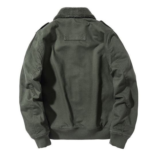 Herren Bomber-Fieldjacke mit durchgehendem Sherpa-Futter, Schulterklappen und verdecktem Zwei-Wege-Reißverschluss EB