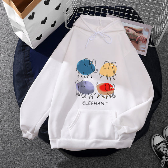 Damen nan Kapuzenpullover mit minimalistischer Grafik, lockerer Oversize-Passform und Kängurutasche EB