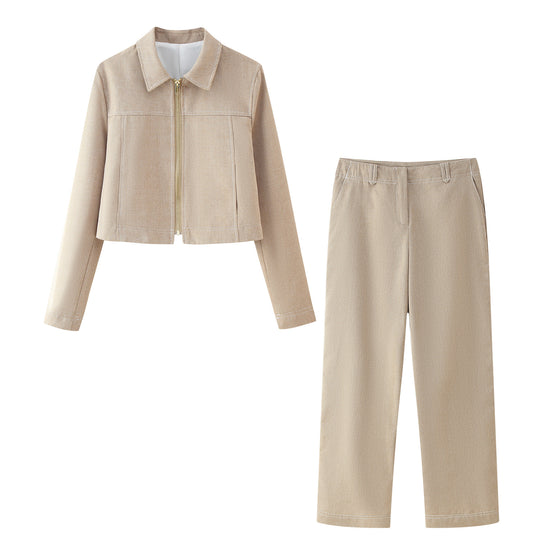 Damen cropped Jacke aus hochwertigem Stoff mit elegantem Reißverschluss EB