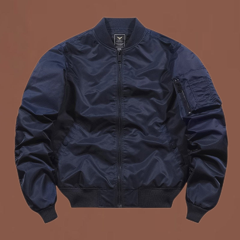 Herren nan windabweisende Nylon-Bomberjacke im MA-1 Stil mit Ärmeltasche und gerippten Bündchen EB