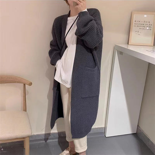 Damen Strickcardigan mit lockerer Silhouette und tiefen Taschen EB