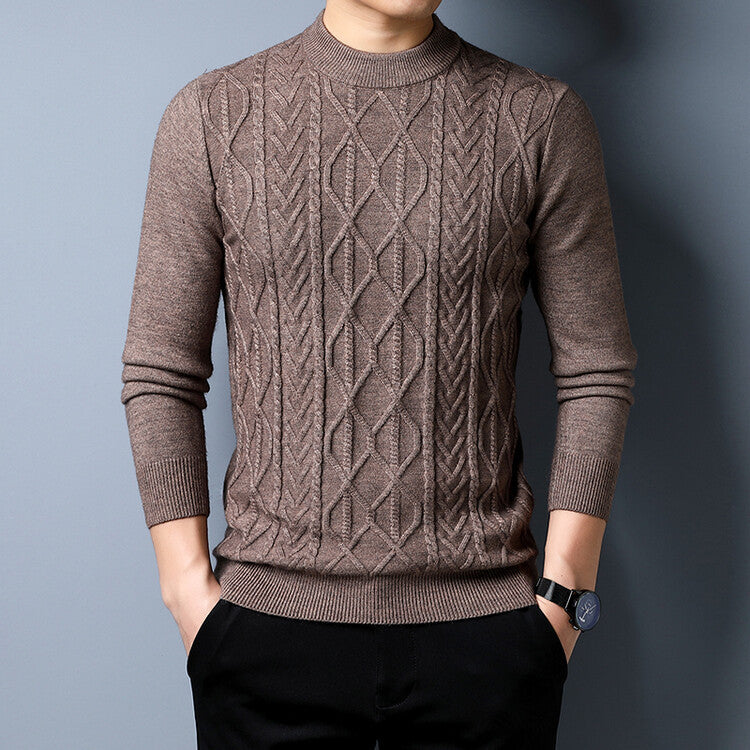 Herren Strickpullover mit strukturiertem Zopfmuster EB