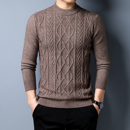Herren Strickpullover mit strukturiertem Zopfmuster EB