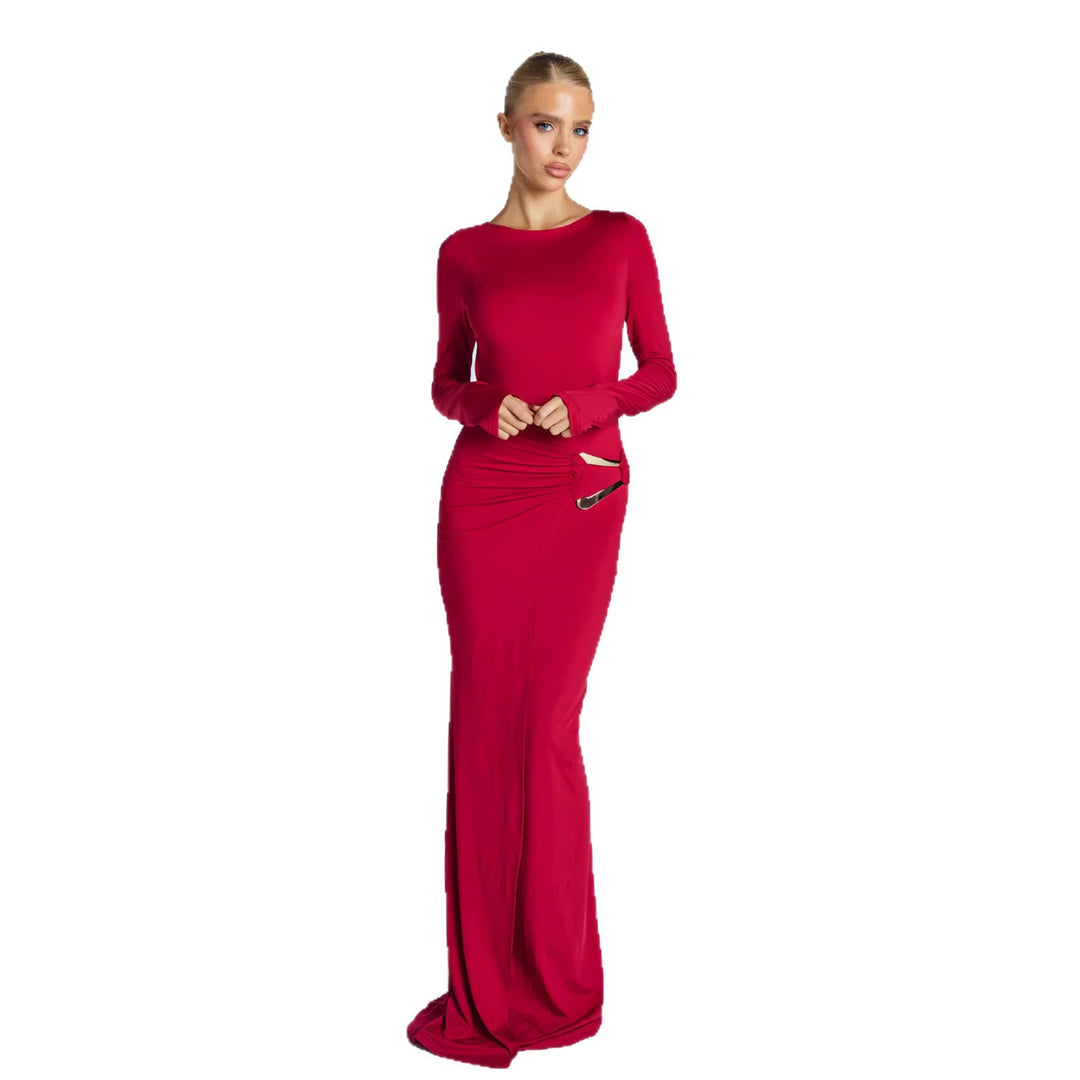 Damen Glamouröses Abendkleid mit tiefem V-Ausschnitt und figurbetontem Schnitt EB