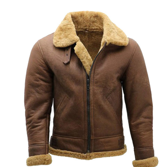 Herren Flugjacke aus hochwertigem Lammleder mit wärmendem Kunstfellfutter EB