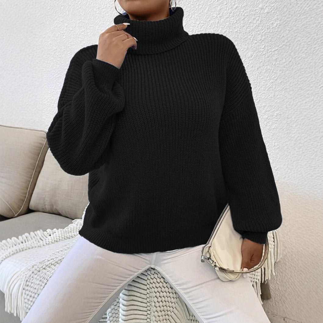 Damen Gemütlicher chunky Pullover mit Rollkragen und strukturiertem Strick EB